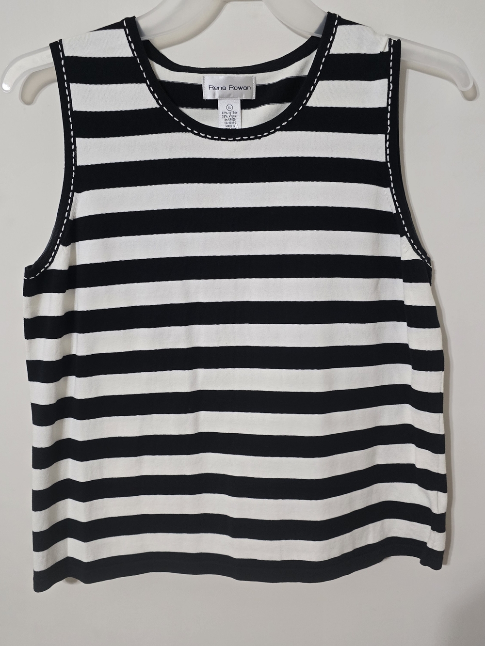 Rena Rowan Black & White Striped Tank